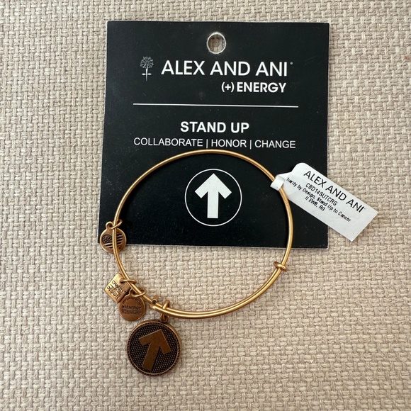NWT Alex and Ani Stand Up To Cancer Gold Bangle Bracelet - Picture 2 of 3